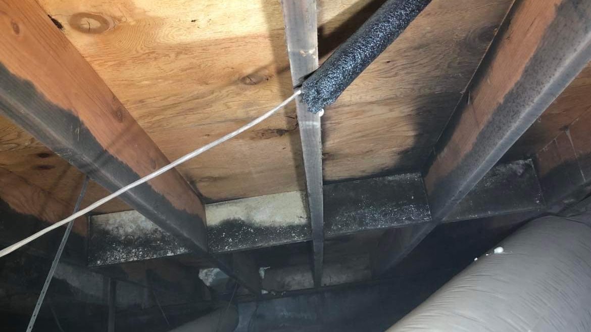 Fire damage that had mold growth in the soot